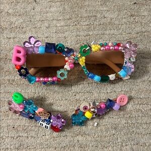 Colorful Beaded Sunglasses with Matching Barrettes
